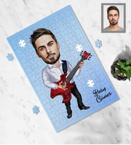 Kişiye Özel Gitarist Karikatürlü A3 130 Parça Puzzle Bay-2