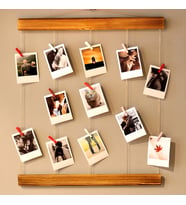 Eskitme Doğal Ahşap İpli Çerçeve Mandallı Duvar Fotoğraf Anı Çerçevesi