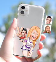 BK Gift Kişiye Özel Sevgililer Karikatürlü iPhone 11 İnce Şeffaf Silikon Telefon Kapağı-30 (Beyaz)