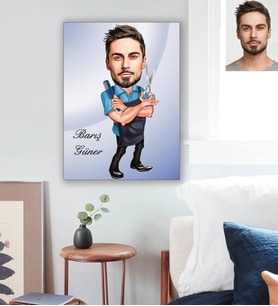 Kişiye Özel Berber Karikatürlü Ahşap Tablo 30x47 Bay-3