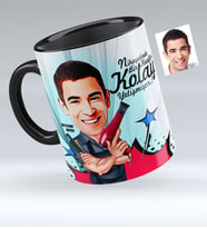 BK Gift Kişiye Özel Bay Kuaför Karikatürlü Siyah Kupa Bardak  1