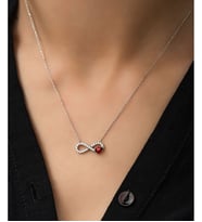 Papatya Silver Uğur Böceği Sonsuzluk Rose Altın Kaplama Gümüş Kolye