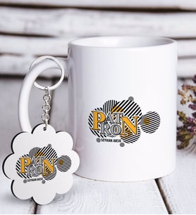 BK Gift Kişiye Özel Mesleki Patron Beyaz Kupa ve Anahtarlık Hediye Seti-12 (Model 1)