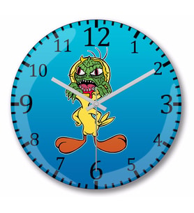 Creepy Reptilian  Tweety  Duvar Saati Bombeli Gercek Cam