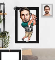 Kişiye Özel Golfçü Karikatürlü 3D Ahşap Tablo 30x47 Bay-1