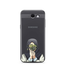 Kapalı Çiçekli Kız Tasarımlı Süper Şeffaf Silikon Telefon Kılıfı Samsung J3 Prim