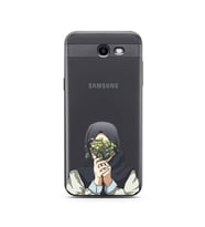 Kapalı Çiçekli Kız Tasarımlı Süper Şeffaf Silikon Telefon Kılıfı Samsung J3 Prim