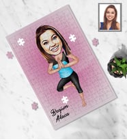 Kişiye Özel Sporcu Karikatürlü A3 130 Parça Puzzle Bayan-3