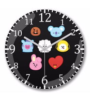 Bts Bt21  Karakterleri Duvar Saati Bombeli Gercek Cam