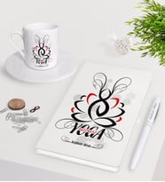 BK Gift Kişiye Özel Yoga Eğitmeni Beyaz Defter Kalem Türk Kahvesi Fincanı Seti-1 (Model 1)