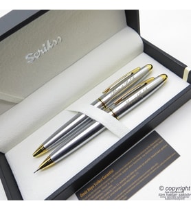 Scrikss 88 Gold Krom Tükenmez Kalem + Versatil Kalem Set  Scrikss Kalem  İsme Özel Kalem  Hediyelik Kalem