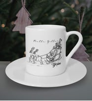 Kişiye Özel Mutlu Yıllar Noel Baba Tasarımlı Beyaz Kahve Fincanı