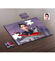 BK Gift Kişiye Özel Erkek Uçuş Görevlisi Karikatürlü Ahşap Puzzle-1