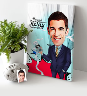 BK Gift Kişiye Özel Bay Muhasebeci Karikatür Kanvas Tablo 30x50cm 1