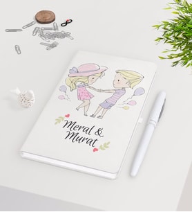 BK Gift Kişiye Özel Sevgililer Günü Beyaz Defter Kalem Seti-62