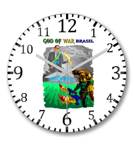 God of War Brasil Duvar Saati Bombeli Gercek Cam