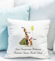 Kişiye Özel Babalar Günü Yastığı Baba ve Oğulları