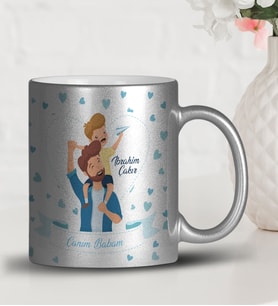 BK Gift Kişiye Özel Babalar Günü Temalı Gümüş Yaldızlı Kupa Bardak 14418