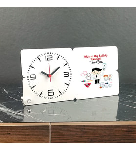 Ağız ve Diş Sağlığı Teknikeri Ahşap Masa Saati 002