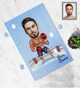 Kişiye Özel Sporcu Karikatürlü A3 130 Parça Puzzle Bay-4