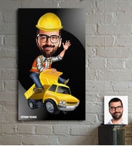BK Gift Kişiye Özel Bay Yol Mühendisi Karikatür Ahşap Tablo - 1