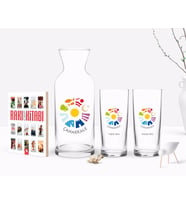 BK Gift Kişiye Özel Renkli Baskılı Çanakkale Tasarımlı Turistik İkili Rakı Bardağı Karaf ve Cep Kitabı Hediye Seti-1 (Model 1)