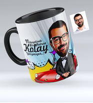 BK Gift Kişiye Özel Bay Patron Karikatürlü Siyah Kupa Bardak  1