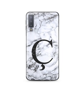Samsung A7 (2018) Beyaz Mermer Harf Tasarımlı Telefon Kılıfı Ç-Harfi 