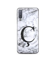 Samsung A7 (2018) Beyaz Mermer Harf Tasarımlı Telefon Kılıfı Ç-Harfi 