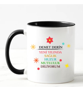 Yılbaşı Hediyesi İsimli Kupa Bardak Siyah