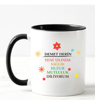 Yılbaşı Hediyesi İsimli Kupa Bardak Siyah