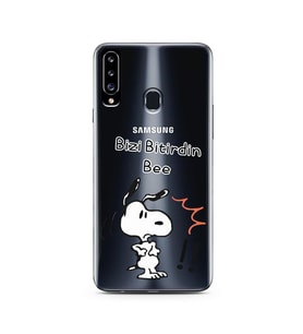 Snoopy Tasarımlı Süper Şeffaf Silikon Telefon Kılıfı Samsung A20s