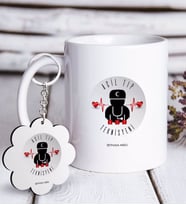 BK Gift Kişiye Özel Mesleki Acil Tıp Teknisyeni Beyaz Kupa ve Anahtarlık Hediye Seti-4 (Model 1)