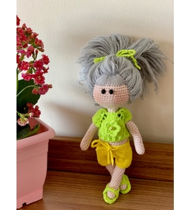 Amigurumi Oyun Arkadaşı Lizabeth (Yaz Kombini) (Krem)