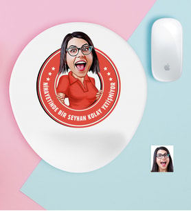 BK Gift Kişiye Özel Bayan Kolay Yetişmiyor Karikatürlü Bilek Destekli Mouse Pad-3 (Beyaz)