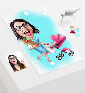 BK Gift Kişiye Özel Ev Hanımı Karikatür 240 Parça A3 Puzzle  1
