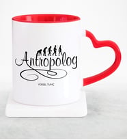 BK Gift Kişiye Özel Mesleki Antropolog Kırmızı Kalpli Kupa Bardak  1