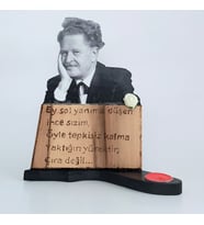 Woodensea Nazım Hikmet Şiirli ve Mumlu Ahşap Biblo Sevgililer Günü Hediyesi  El Yapımı