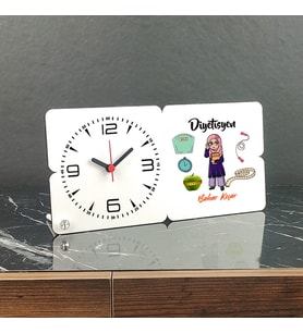 Diyetisyen Ahşap Masa Saati 001