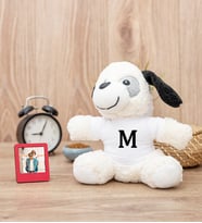 Kişiye Özel Baş Harfli Peluş Köpek ve Mini Fotoğraf Çerçevesi