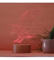 3d Kartal Hediye 3 Boyutlu Çocuk Odası Kartal Led Gece Lambası Ahşap Taban 7 Farklı Işık Renkli