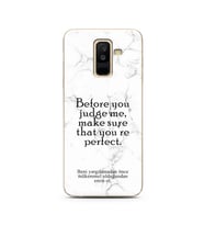 Samsung A6 Plus Beyaz Mermer Söz Tasarımlı Telefon Kılıfı