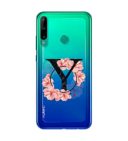 Pembe Çiçekli Harf Tasarım Süper Şeffaf Silikon Telefon Kılıfı Huawei P40 Lite E