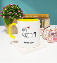 Gazeteci Tasarımlı Kişiye Özel Gazeteci Kupa Bardak Sarı