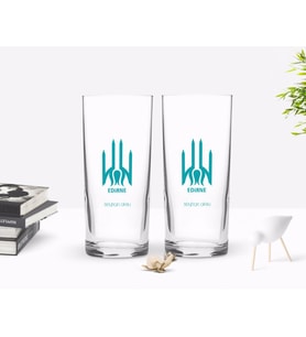 BK Gift Kişiye Özel Renkli Baskılı Edirne Tasarımlı Turistik İkili Rakı Bardağı Seti-1 (Beyaz)