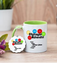 Bilgisayar Mühendisi Yeşil Kupa Bardak Ve Anahtarlık Set