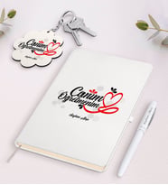 BK Gift Kişiye Özel Canım Öğretmenim Beyaz Defter Kalem Ve Anahtarlık Hediye Seti-1 (Model 1)