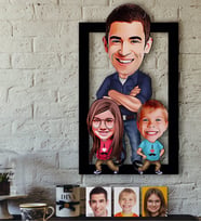 BK Gift Kişiye Özel Baba Kız Oğul Karikatürlü 3D Ahşap Tablo-1