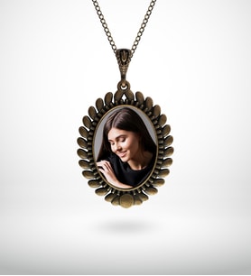 BK Gift Kişiye Özel Fotoğraflı Antik Bakır Kolye Model 1