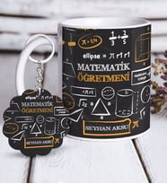 BK Gift Kişiye Özel Matematik Öğretmeni Beyaz Kupa ve Anahtarlık Hediye Seti-10 (Model 1)